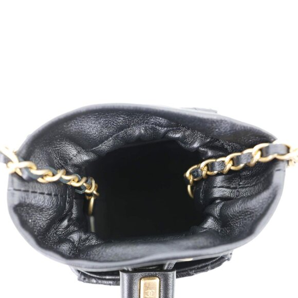 Chanel  Drawstring CC Mini Quilted Leather Bucket Crossbody Bag Black - Picture 11 of 11
